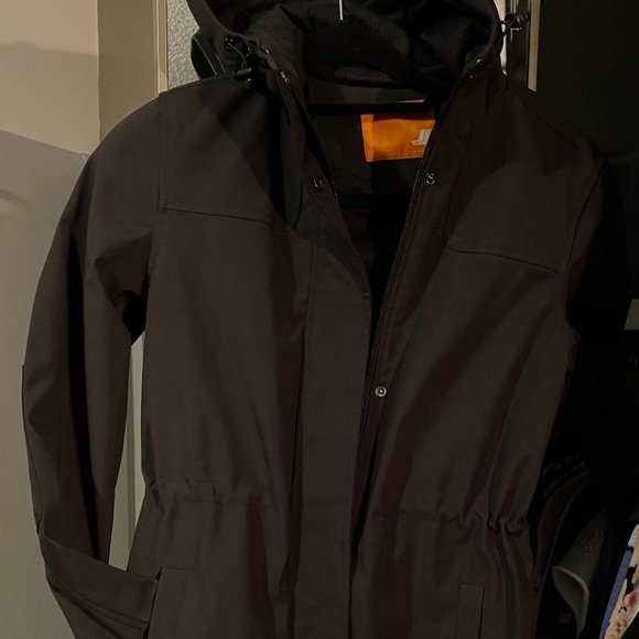 Black lined Raincoat with Hood - Picture 1 of 3